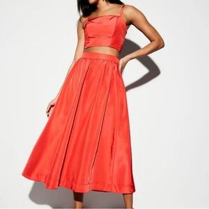 The Occasion by Old Navy High-Waisted Taffeta Midi Skirt in Pink Floral